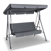 Outdoor Swing Chair Garden Bench Furniture Canopy 3 Seater Grey