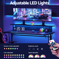 Artiss Gaming Desk with LED Lights Computer Desk Table with Monitor Shelf Power 120cm