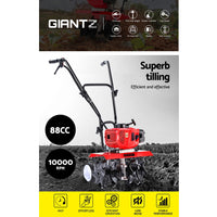 88CC Tiller Rototiller Garden Cultivator 6 Blades Soil Power Rotary Hoe