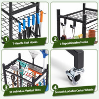 Gardeon Garden Tool Organizer with Wheels Heavy Duty Garage Yard Storage Cart