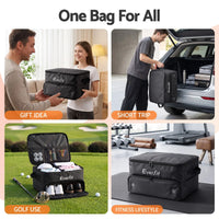 Everfit Golf Trunk Organizer for Car, 2-Tier Golf Storage Bag with Ventilated Shoe Compartment Black