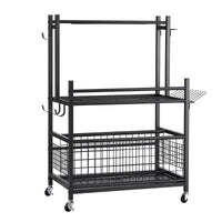 Gardeon Garden Tool Organizer Rack 16 Slots Rolling Garage Storage with Hooks