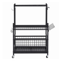 Gardeon Garden Tool Organizer Rack 16 Slots Rolling Garage Storage with Hooks