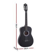 Alpha 38 Inch Acoustic Guitar Full Size Classical Cutaway Nylon String Black