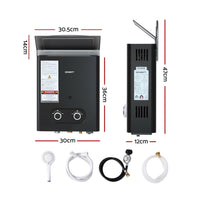 Portable Gas Water Heater 6L/Min LPG System Black