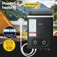 Portable Gas Water Heater 6L/Min LPG System Black