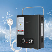 Portable Gas Water Heater 6L/Min LPG System Black