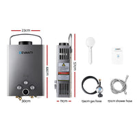 Devanti Portable Gas Water Heater LPG System Grey