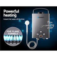 Devanti Portable Gas Water Heater LPG System Grey