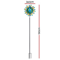Gardeon Garden Windmill Solar Light Colorful Peacock Metal Spinner 190cm