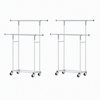 Artiss 2X Clothes Rack Double Rod Airer Rail Coat Stand Adjustable Hanger