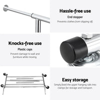 Artiss 2X Clothes Rack Airer Rail Coat Garment Stand Adjustable Hanger