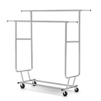 Clothes Rack Airer Double Rail Coat Stand Adjustable Hanger