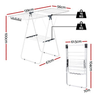 Artiss 2 Tier Clothes Rack Airer Foldable 139CM White