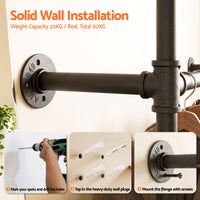 Artiss Industrial Pipe Clothing Rack Garment Clothes Display Stand Wall Mounted