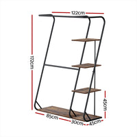 Wardrobe Clothes Rack Airer 4-Tier Walnut