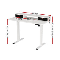 Electric Standing Desk with Storage Shelf Drawer Office Table 120CM