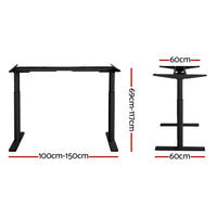 Standing Desk Frame Only Dual Motor Motorised Adjustable 125KG Load Black