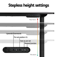 Standing Desk Frame Only Dual Motor Motorised Adjustable 125KG Load Black