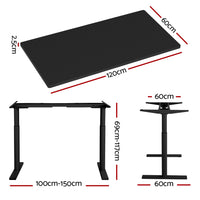 Standing Desk Motorised Electric Dual Motor Black 120CM