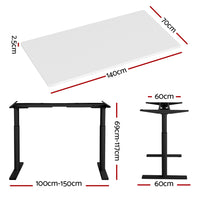 Standing Desk Motorised Electric Dual Motor White 140CM