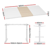 Artiss Standing Desk Motorised Electric Dual Motor 140CM White Pine