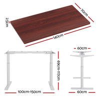 Standing Desk Motorised Electric Dual Motor 140CM Walnut