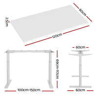 Standing Desk Motorised Electric Dual Motor 120CM White