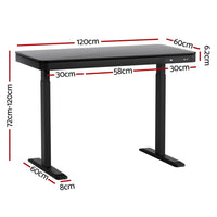 Standing Desk Motorised Electric Motor Drawer 120CM Black
