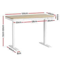 Standing Desk Motorised Electric Dual Motor Draw 120CM Oak