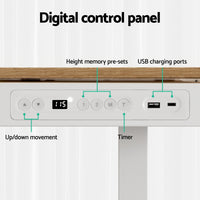 Standing Desk Motorised Electric Dual Motor Draw 120CM Oak