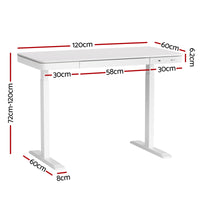 Artiss Standing Desk Motorised Electric Desks Drawer 120CM White