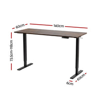 Artiss Standing Desk Height Adjustable 140cm Ergonomic Office Desk Brown