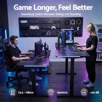 Artiss Electric Standing Desk Height Adjustable Gaming Desk Home Office 140cm- BK-AB