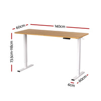Artiss Standing Desk Height Adjustable 140cm Ergonomic Office Desk Oak
