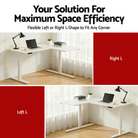 Artiss L-Shape Standing Desk Sit Stand Up Height Adjustable Electric Motorised White