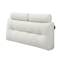 Giselle wedge pillow headboard with non-flattening shredded foam core, perfect for dorm reading or sofa lap desk, 330g corduroy cover, side pockets, Double