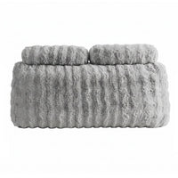 Giselle Wedge Pillow Headboard, Easy Wash Zipper Cover & Anti-Flat Foam, Couch Lumbar Support for Dorm Readers, 340g Faux Rabbit Fur with Dual Pockets, Double