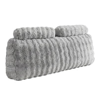 Giselle Wedge Pillow Headboard, Easy Wash Zipper Cover & Anti-Flat Foam, Couch Lumbar Support for Dorm Readers, 340g Faux Rabbit Fur with Dual Pockets, Queen