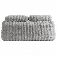 Giselle Wedge Pillow Headboard, Easy Wash Zipper Cover & Anti-Flat Foam, Couch Lumbar Support for Dorm Readers, 340g Faux Rabbit Fur with Dual Pockets, Queen