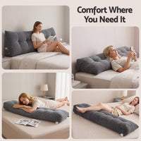 Giselle Headboard Pillow for Sitting in Bed, Upgraded Shredded Foam Reading Wedge Cushion for Lumbar Support, 320g Corduroy Backrest with Side Pockets for Dorm Daybed, King