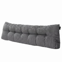 Giselle Headboard Pillow for Sitting in Bed, Upgraded Shredded Foam Reading Wedge Cushion for Lumbar Support, 320g Corduroy Backrest with Side Pockets for Dorm Daybed, King