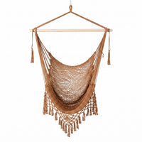 Gardeon Hammock Chair Camping Hanging Chair with Spreader Bar Tassels Brown