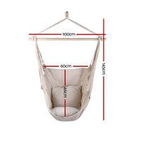 Gardeon Hammock Chair Outdoor Camping Hanging Hammocks Cushion Pillow Cream