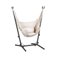 Hammock Chair Outdoor Camping Hanging with Stand Cream