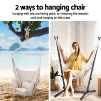 Hammock Chair Outdoor Camping Hanging with Stand Cream