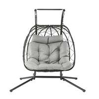 Gardeon Outdoor Swing Chair 2 Seater with Stand Cushion Rattan Patio Furniture