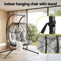 Gardeon Outdoor Swing Chair 2 Seater with Stand Cushion Rattan Patio Furniture