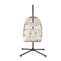 Gardeon Foldable Outdoor Swing Chair with Stand Cushion Rattan Patio Furniture