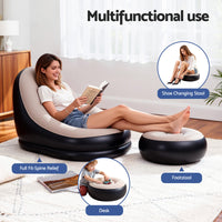 Gardeon Inflatable Chair with Ottoman Air Sofa Blow Up Air Chair for Camping with Pump